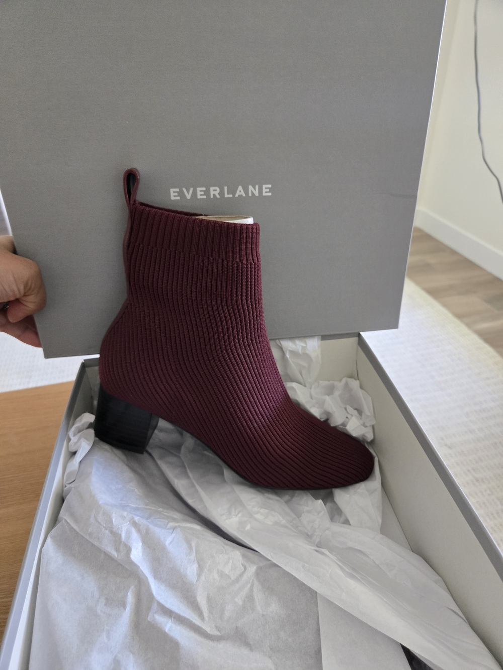 Everlane Women's Maroon Knit Sock Booties